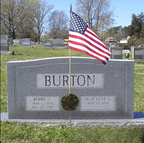 Burton grave marker with flag