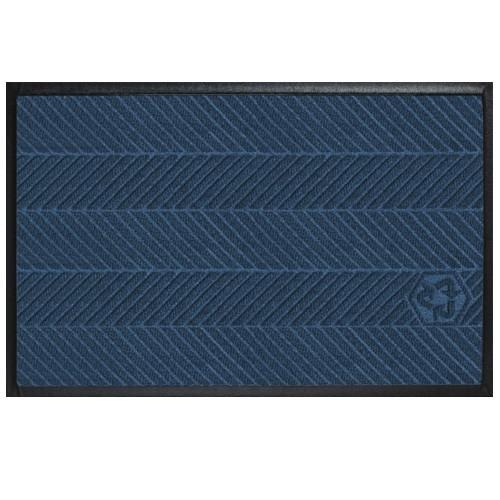 blue striped door mat with border