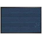 blue striped door mat with border