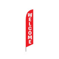 red welcome banner flags